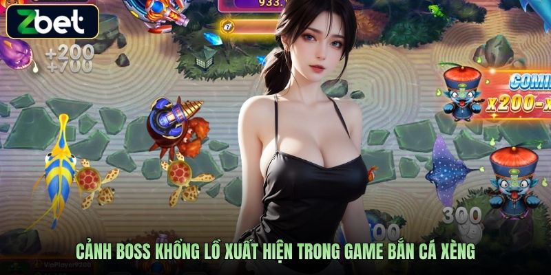 Cảnh boss khổng lồ xuất hiện trong game bắn cá xèng