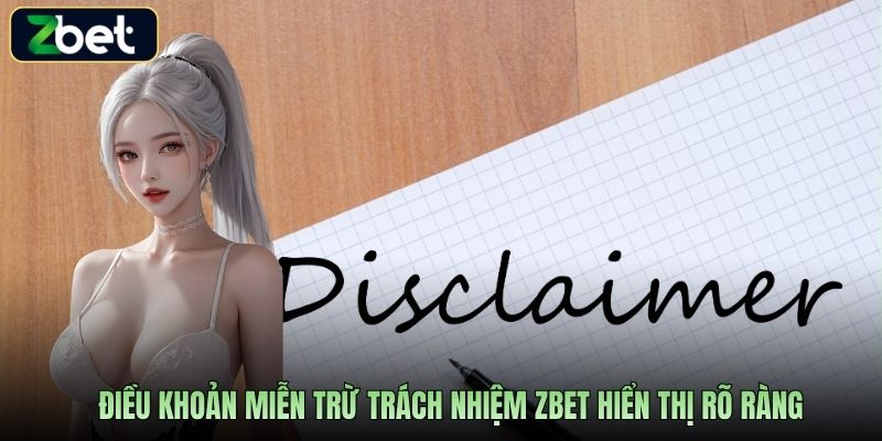 Điều khoản miễn trừ trách nhiệm Zbet hiển thị rõ ràng