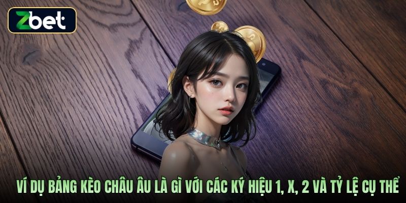 Ví dụ bảng kèo châu Âu là gì với các ký hiệu 1, X, 2 và tỷ lệ cụ thể